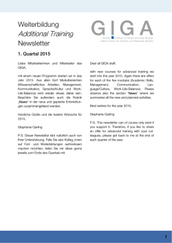 Newsletter 1/2015