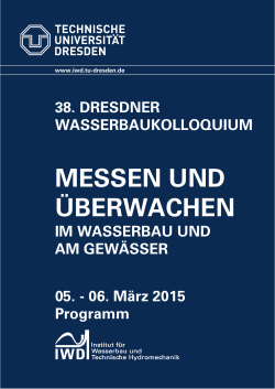 Programm des 38. Dresdner Wasserbaukolloquiums 2015