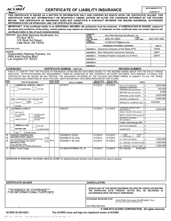 Insurance certificate - The Dependable Companies