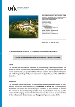Seminar Sommersemester 2015 Frauenwörth