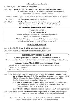 Informations paroissiales - Paroisse Notre-Dame-de