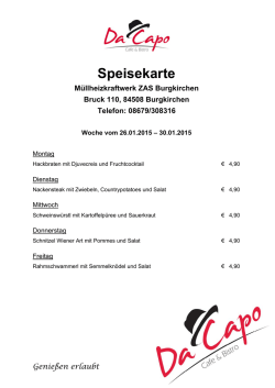 Speisekarte - Bistro Da Capo