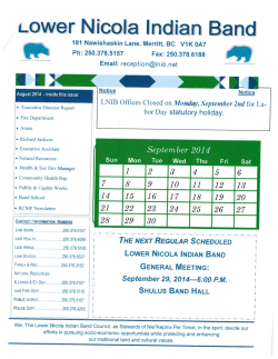 LNIB Newsletter - Lower Nicola Indian Band