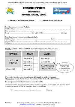 Fiche d`inscriptions - mercredi