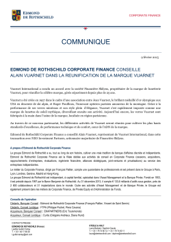 Edmond de Rothschild Corporate Finance conseille Alain Vuarnet