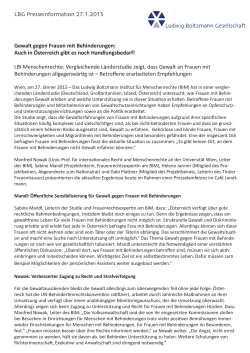 Presseaussendung 27.1.2015 - Ludwig Boltzmann Gesellschaft
