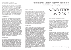 NEWSLETTER 2015 Nr. 1 - Historischer Verein Memmingen