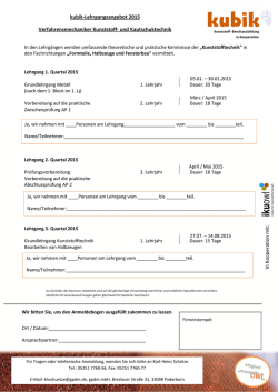 In K o o p e ratio n m it: kubik-Lehrgangsangebot 2015