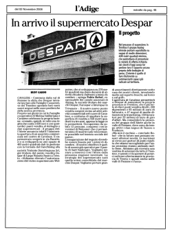 In arrivo il supermercato Despar - Federazione Trentina della