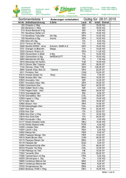 G&uuml;ltig f&uuml;r: 28.01.2015 Sortimentsliste 1