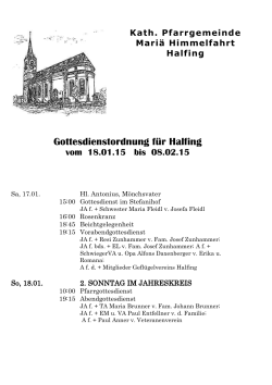 Gottesdienstordnung f&uuml;r Halfing