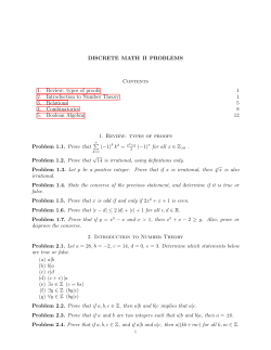 DISCRETE MATH II PROBLEMS Contents 1. Review: types of proofs