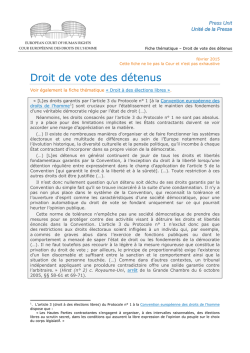 Fiche thématique : Droit de vote des détenus