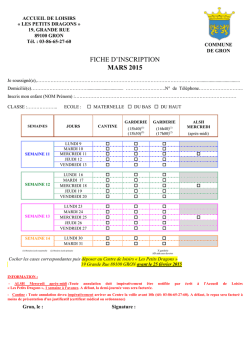 Fiche inscription ALSH MARS 2015
