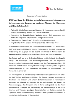 BASF und Save the Children entwickeln gemeinsam