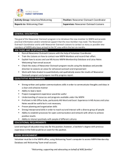 Induction/Welcoming Position: Newcomer Outreach Coordinator