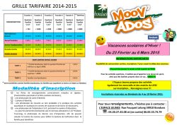GRILLE TARIFAIRE 2014-2015