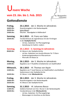 Hier finden Sie unsere aktuelle Wochenordnung