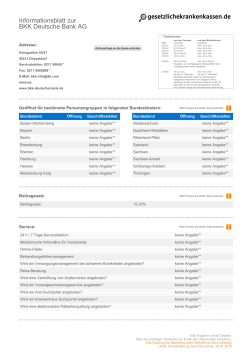 Informationsblatt zur BKK Deutsche Bank AG