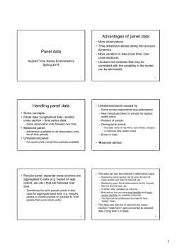 Panel data Advantages of panel data Handling panel data