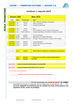 Session 1502 Mars 2015 - Centre de formation routière de Savigny