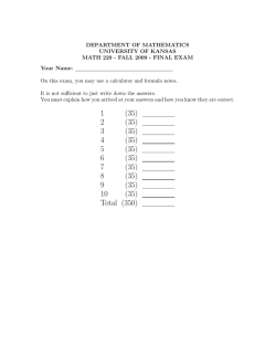 Sample Final II - Department of Mathematics