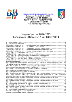 Comunicato ufficiale N.01 - Comitato di LECCO
