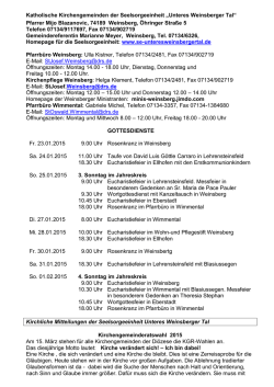 Gottesdienste - Katholische Kirchen der Seelsorgeeinheit Unteres