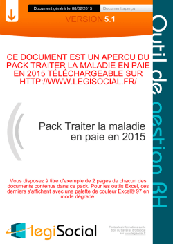 Pack Traiter la maladie en paie en 2015
