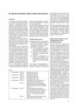 Il calcolo mentale nella scuola elementare