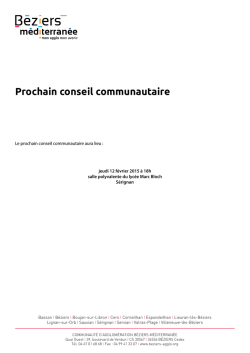Prochain conseil communautaire - Communauté d`agglomération
