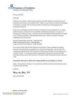 Dr. Riley Departure Letter - West Virginia University Physicians of