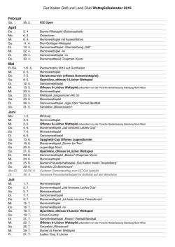 Gut Kaden Golf und Land Club Wettspielkalender 2015 Februar