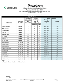 GCC US Service Cable List Price Sheets - Effective