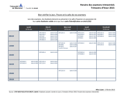 Horaire des examens intratrimestriels