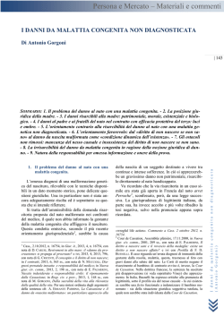 A. GORGONI, I danni da malattia congenita non diagnosticata