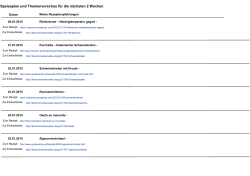 Speiseplan und Themenvorschau für die nächsten 2 Wochen