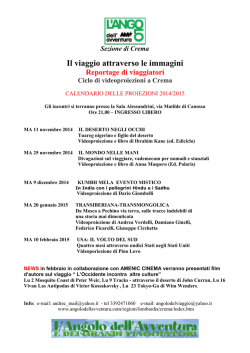 Il viaggio attraverso le immagini, calendario completo