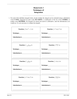 Homework 3 Techniques of Integration