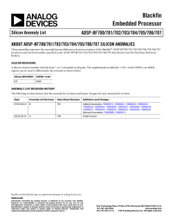 Silicon Anomaly List for Blackfin ADSP-BF700/701