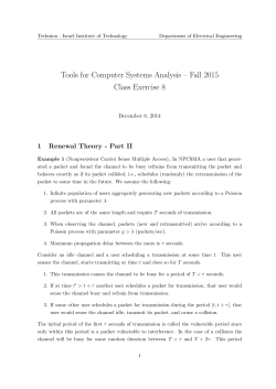 Tools for Computer Systems Analysis – Fall 2015