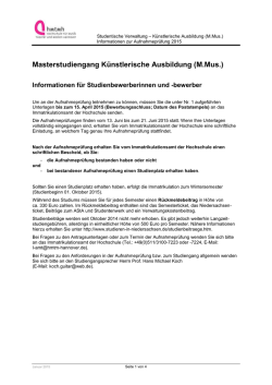 Informationen zur Aufnahmepr&uuml;fung 2015