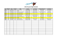 2014 Chrysalis Schedule