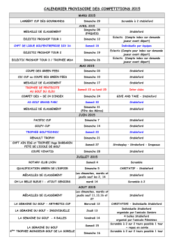 calendrier prévisionnel des compétitions 2015