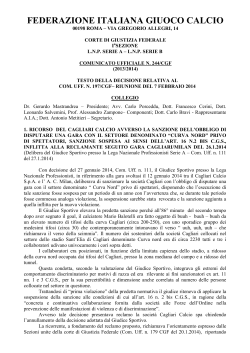 Riferimento al COM. UFF. N. 244/CGF (Stagione Sportiva 2013/2014)