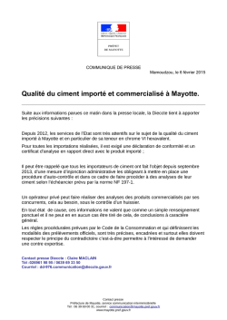 CP_DIECCTE_qualité du ciment importé a Mayotte