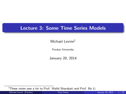 Lecture 3: Some Time Series Models