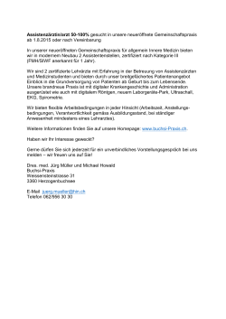Assistenzärztin/arzt 50-100% gesucht in unsere neueröffnete