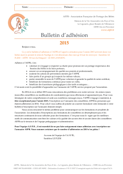 Bulletin d`adhésion 2015