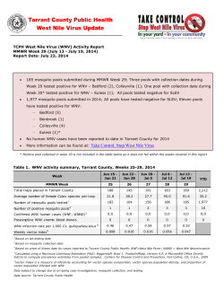 TCPH West Nile Virus (WNV) Activity Report MMWR Week 29 (July